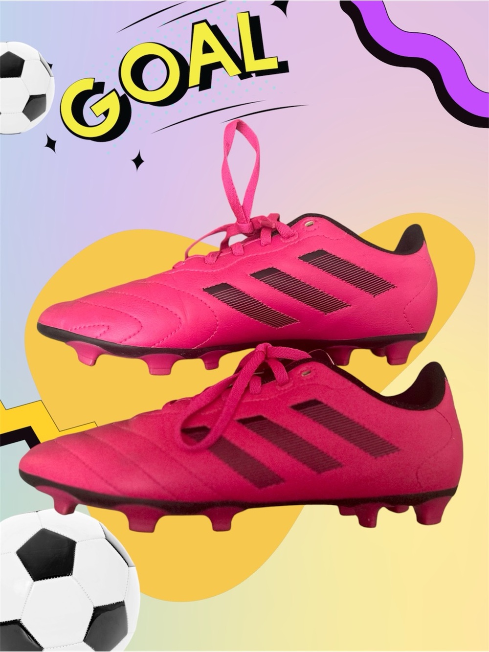 adidas Kids Hot Pink Soccer Cleats with Black Accents